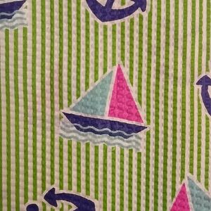 Children's Nautical Sailboat Fabric - Pink & Aqua Sails